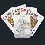 Wedding Save the Date Photo Calligraphy Botanical Poker Cards<br><div class="desc">Fun save the date playing cards for those who like games. Design features a beautiful hand drawn save the date botanical graphic overlayed on your photo. Add your names, date and wedding location too customize. Send out to all your guest or use as favors for an engagement party, bridal shower...</div>