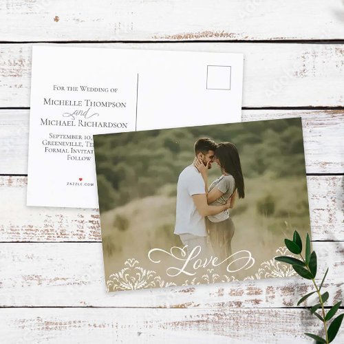 Wedding Save The Date Photo Elegant Modern Love Announcement Postcard