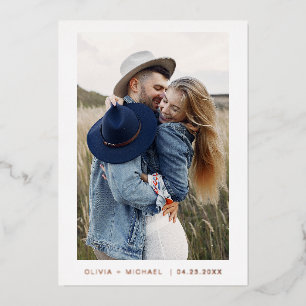 Wedding Save the Date Photo Minimalist Rose Gold Foil Invitation