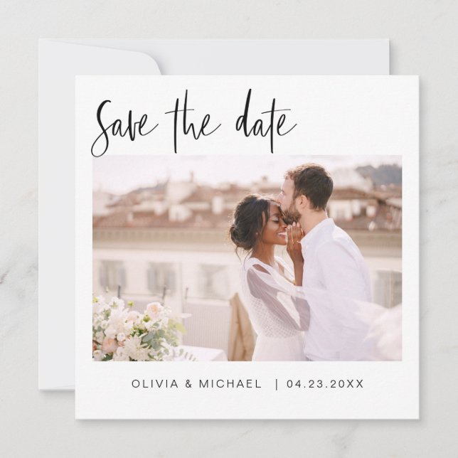 Wedding Save the Date Photo Minimalist Simple (Front)