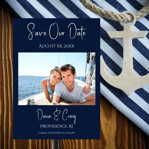 Wedding Save The Date Photo Nautical Navy Invitation