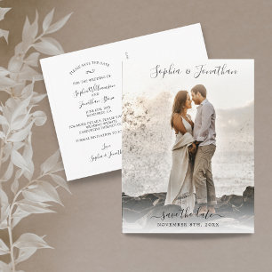 Wedding Save the Date Photo Pretty Script Font Postcard