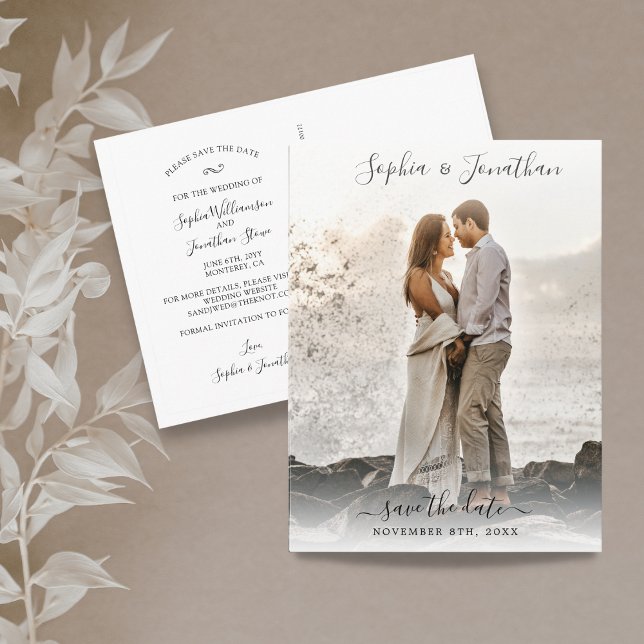 Wedding Save the Date Photo Pretty Script Font Postcard (Creator Uploaded)