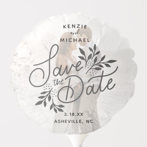 Wedding Save the Date Photo Script Botanical Balloon