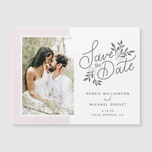 Wedding Save the Date Photo Script Botanicals Pink