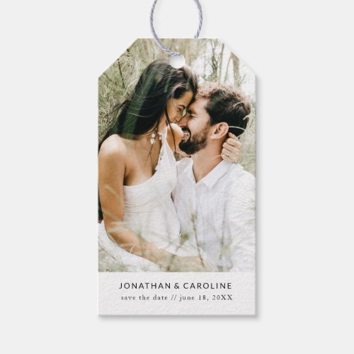 Wedding Save the Date Photo Simple Minimal White Gift Tags