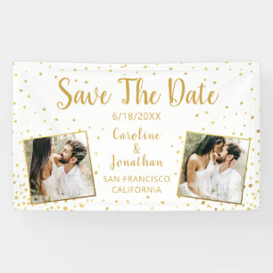 Wedding Save the Date Photos Gold Confetti Banner