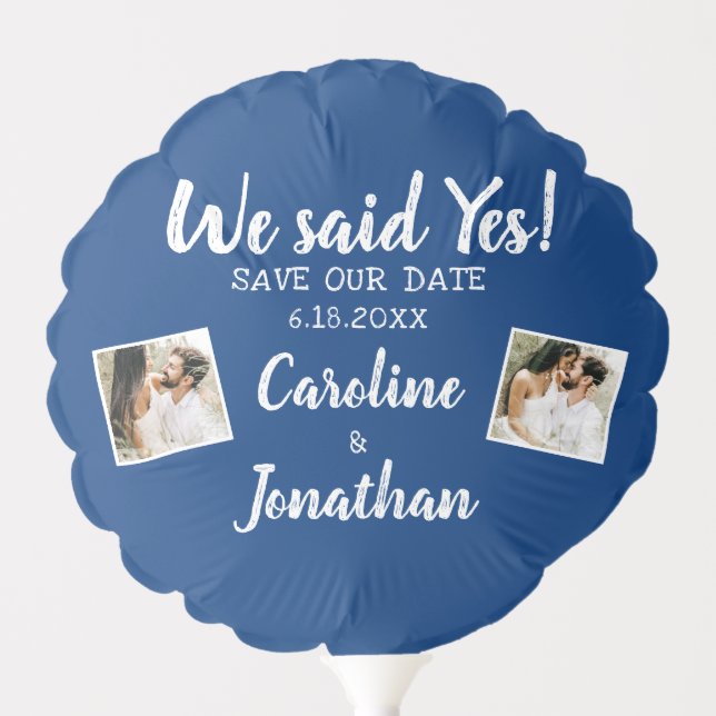 Wedding Save the Date Photos We said Yes Blue Balloon (Front)