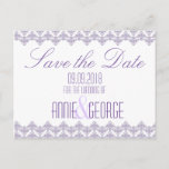 Wedding Save the Date Postcard Lilac Purp 2 Damask