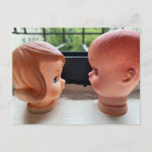 Wedding Save the Date postcard Retro dolls quirky