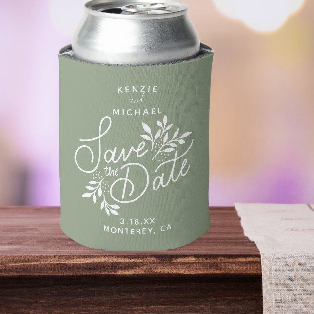 Wedding Save the Date Pretty Botanicals Blue Can C Cooler (Creator Uploaded)