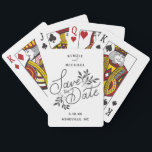 Wedding Save the Date Pretty Calligraphy Botanical Poker Cards<br><div class="desc">Fun save the date playing cards for those who like games. Design features a beautiful hand drawn save the date botanical graphic. Ad your names, date and wedding location too customize. Send out to all your guest or use as favors for an engagement party, bridal shower or bachelorette party. Simple...</div>