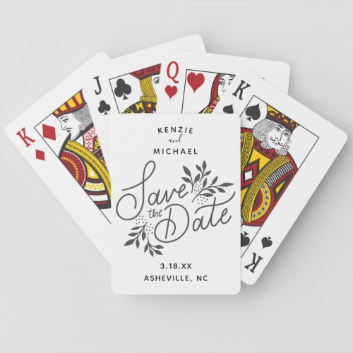 Wedding Save the Date Pretty Calligraphy Botanical Poker Cards