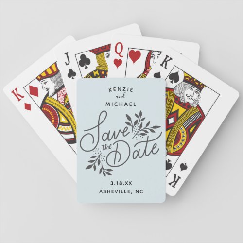 Wedding Save the Date Pretty Calligraphy Botanical Poker Cards