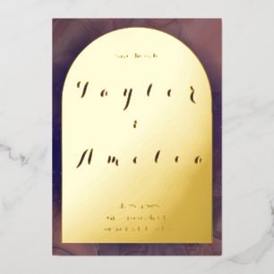 Wedding Save the Date Purple Boho Arch Real Foil Invitation