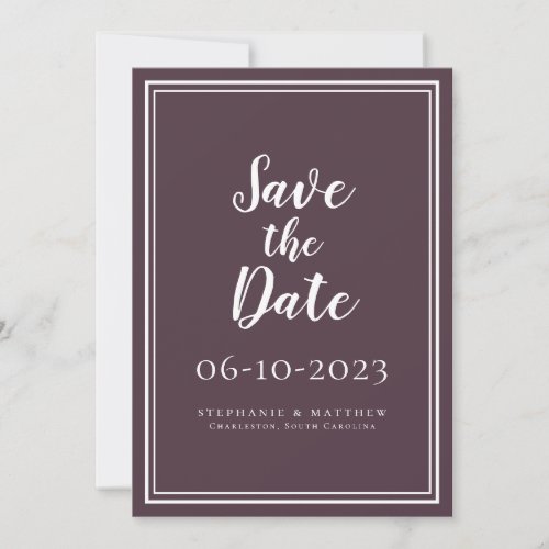 Wedding Save The Date Purple Simple Modern Script