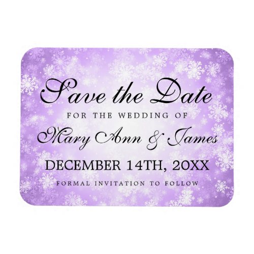 Wedding Save The Date Purple Winter Wonderland Magnet