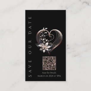 Wedding Save the Date-QR code-Pink Heart Business Card