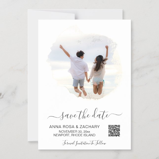 *~* WEDDING SAVE the DATE  - QR code Website AR6  Magnetic Invitation (Front)