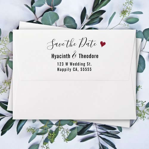 Wedding Save the Date Return Address Script Heart Envelope