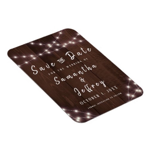 Wedding Save the Date Rustic String Lights Wood Zazzle