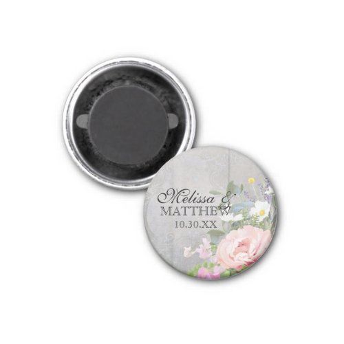 Wedding Save the Date Rustic Woodsy Floral Pink Magnet