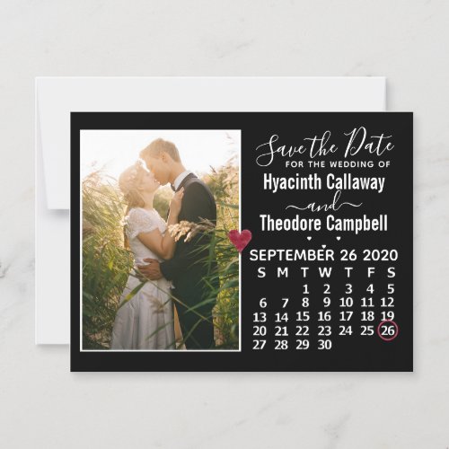 Wedding Save the Date September 2020 Calendar Magnetic Invitation