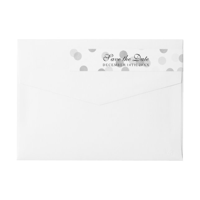 Wedding Save The Date Silver Foil Glitter Lights Wrap Around Label (Back)