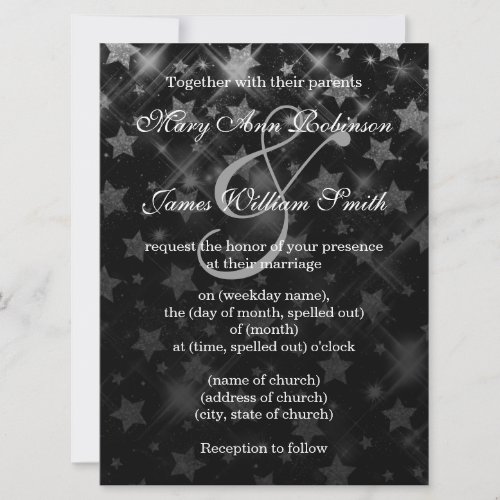 Wedding Save The Date Silver Glitter Stars