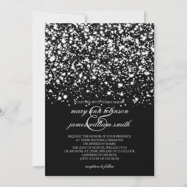 Wedding Save The Date Silver Midnight Glam (Front)