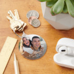 Wedding Save the Date Simple Photo Calligraphy Keychain<br><div class="desc">A fun save the date keychain - add your custom text to this pretty design with your photo and hand-lettering Send as a save the date or use as favors/gifts for an engagement party - or give to your wedding party as a "will you be in our wedding" gift. Simple...</div>