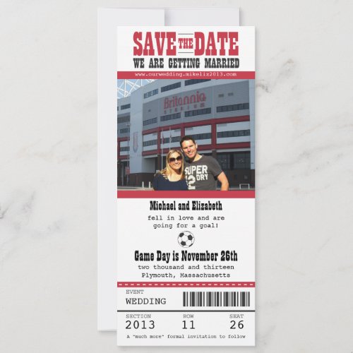 Wedding Save the Date Soccer Ticket