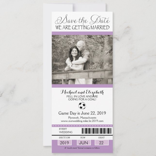Wedding Save the Date Soccer Ticket (Front)