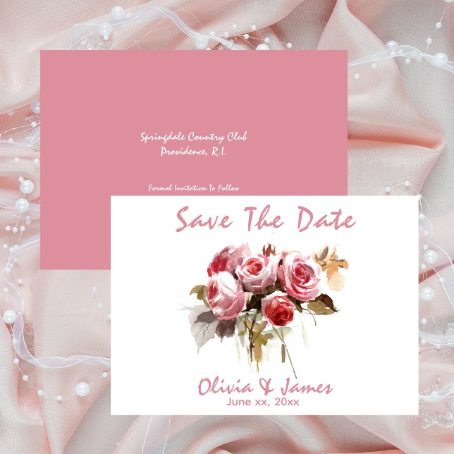 Wedding Save The Date Soft Pink Antique Roses Invitation (Creator Uploaded)