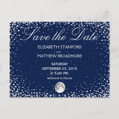 Wedding Save the Date  Starry Night Moon Postcard