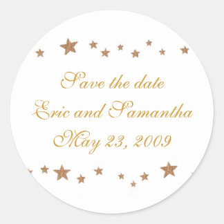 Wedding Save the date stickers lively gold stars