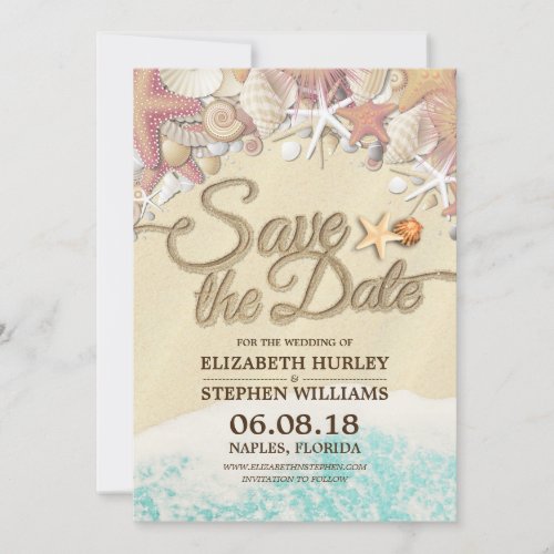 Wedding Save The Date Summer Sandy Beach Starfish