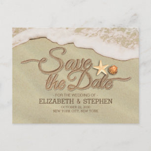 Wedding Save The Date Summer Sandy Beach Starfish Announcement Postcard