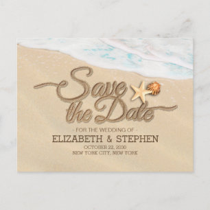 Wedding Save The Date Summer Sandy Beach Starfish Announcement Postcard