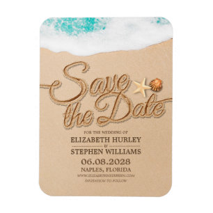 Wedding Save The Date Summer Sandy Beach Starfish Magnet