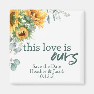 Wedding Save the Date Sunflower and Eucalyptus Magnet