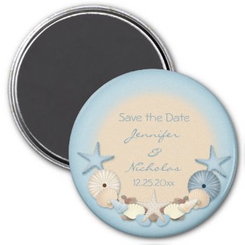 Wedding Save The Date Tropical Beach Shells Magnet by Truly_Uniquely at Zazzle
