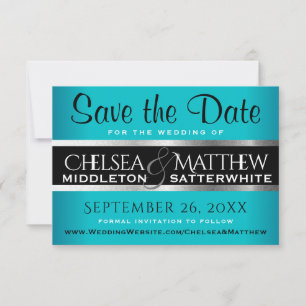 Wedding Save the Date Turquoise and Silver