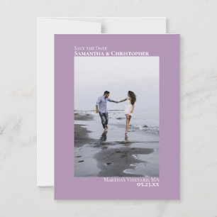 Wedding Save the Date Vertical Photo Lavender Magnetic Invitation