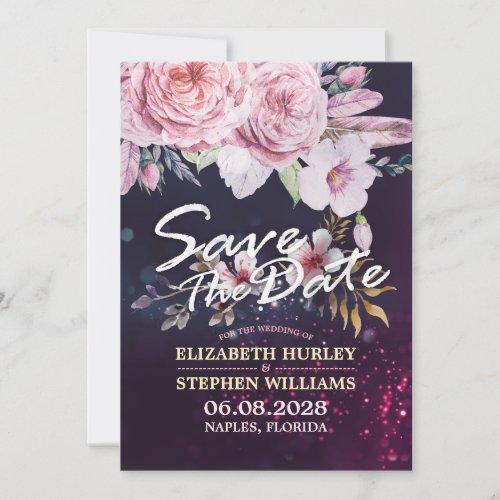 Wedding Save The Date Watercolor Floral Feather