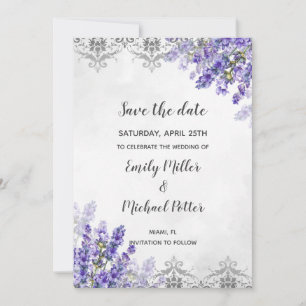 Wedding Save The Date Watercolor Lavender