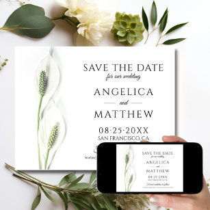 Wedding Save the Date White Peace Calla Lily
