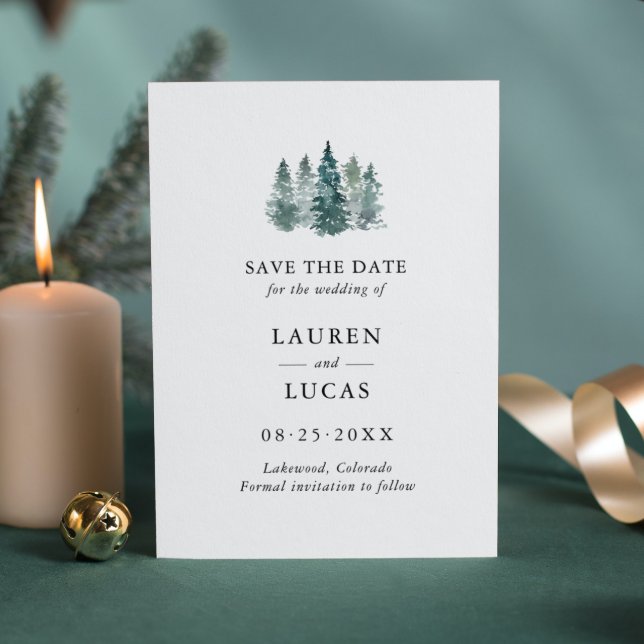 Wedding Save the Date Winter Rustic Pine Trees (Creator Uploaded)