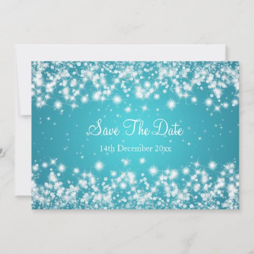 Wedding Save The Date Winter Sparkle Blue