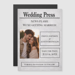 Wedding Save the Date with Engagement Photo Magnetic Invitation